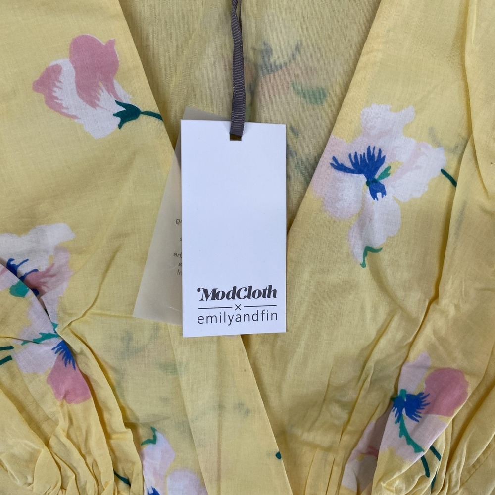 ModCloth X Emilyandfin Dress Womens 3X Yellow Babydoll Floral Fit Flare Midi - Picture 6 of 16